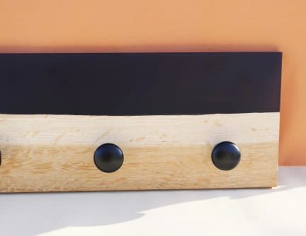 Porte-manteaux chêne et résine noir elementti